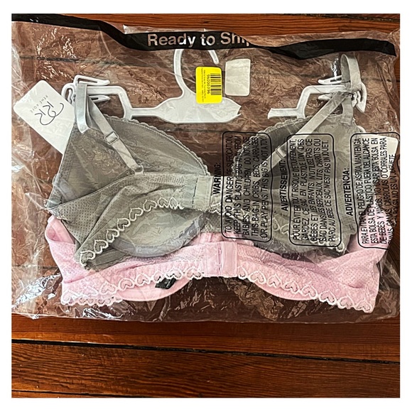 BNWT: *2* 36B RENÉ ROFÉ LINGERIE Pink & Gray Underwire Padded Demi Bras - Picture 3 of 11